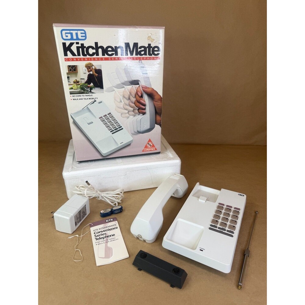 Vintage GTE KitchenMate Convenience Series Cordfree Telephone - Walk & Talk